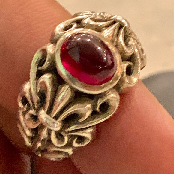 Chrome Angels Sterling Silver and Red Stone Ring - Picture 4 of 7